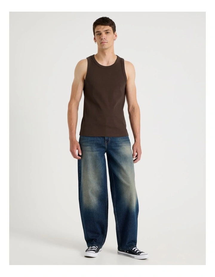 Jersey Rib Singlet in Brown image 2