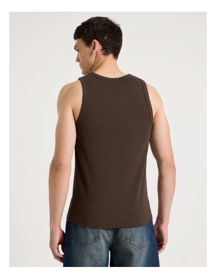 Jersey Rib Singlet in Brown image 5
