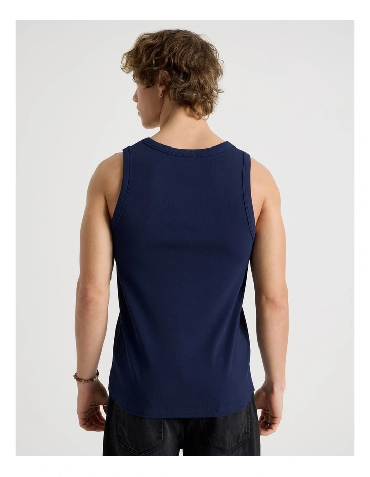Jersey Rib Singlet in Navy image 6