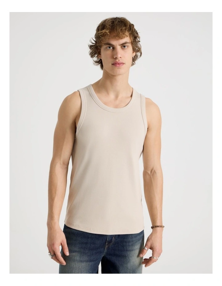 Jersey Rib Singlet in Bone image 1