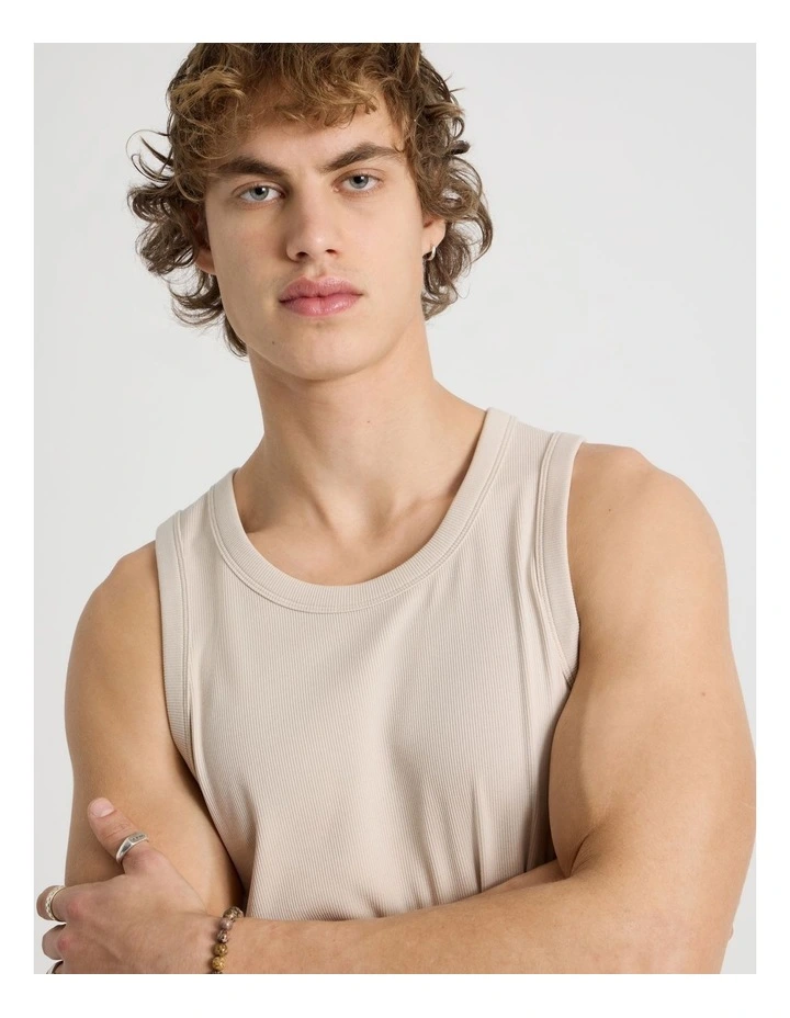 Jersey Rib Singlet in Bone image 3