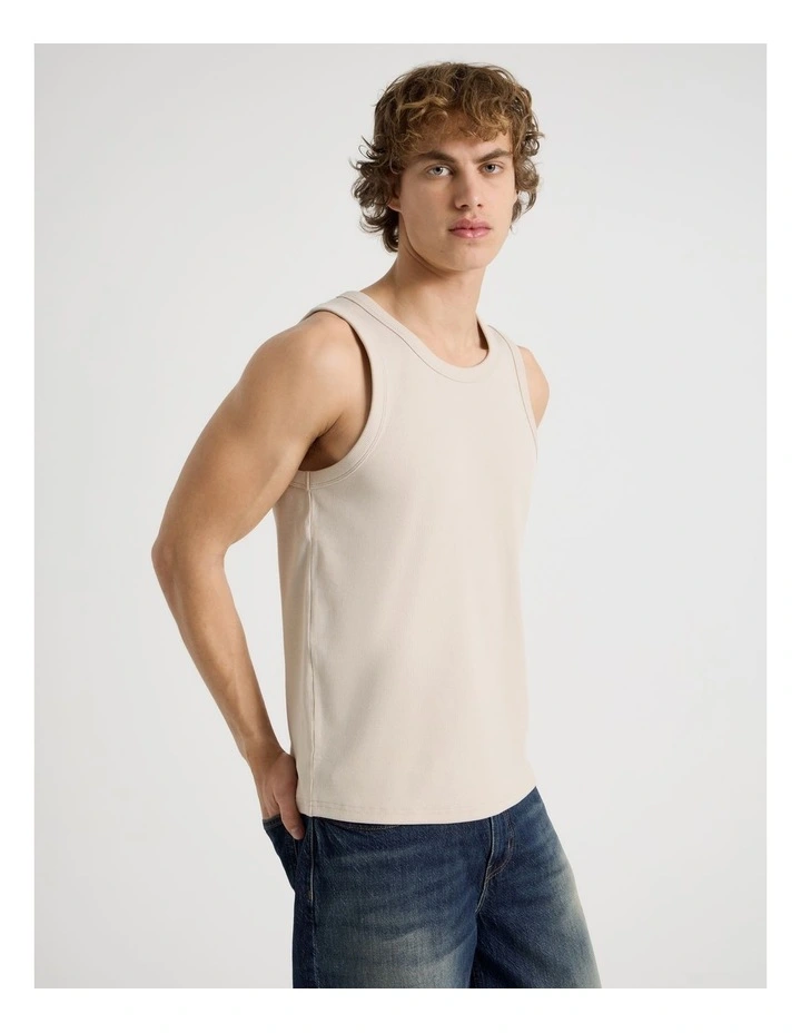 Jersey Rib Singlet in Bone image 4