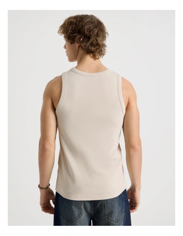 Jersey Rib Singlet in Bone image 5