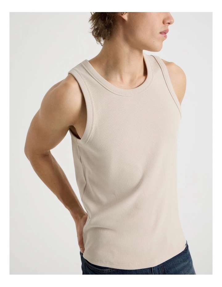 Jersey Rib Singlet in Bone image 6