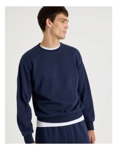 Crew Neck Sweat Top in Navy