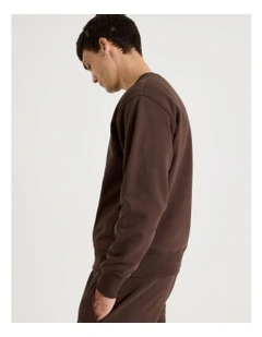 Crew Neck Sweat Top in Brown