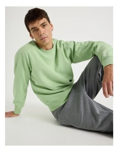 Garment Dyed Crew Neck Sweat Top in Sage
