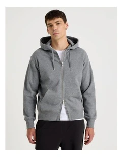 Relaxed Zip Thru Hoodie in Charcoal