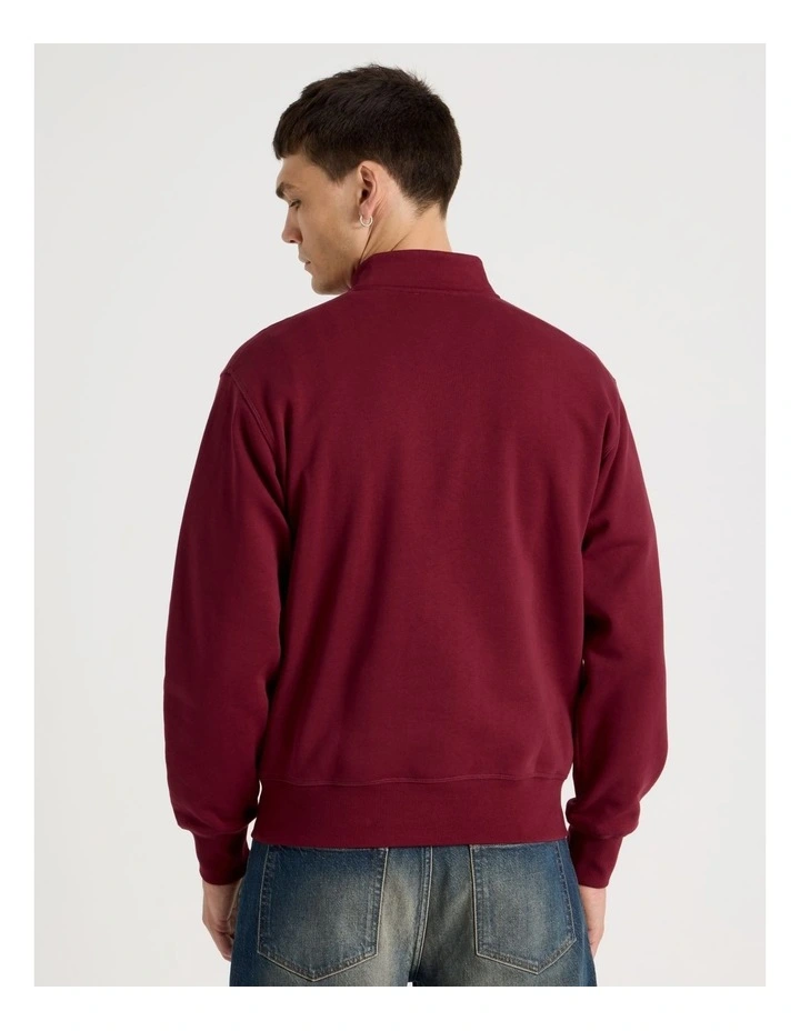 1/4 Zip Sweat Top in Red image 5