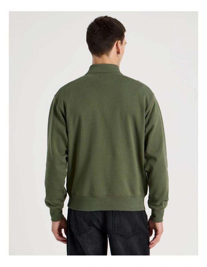 1/4 Zip Sweat Top in Light Khaki image 5