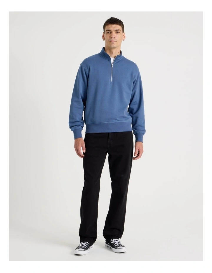 1/4 Zip Sweat Top in Mid Blues image 3