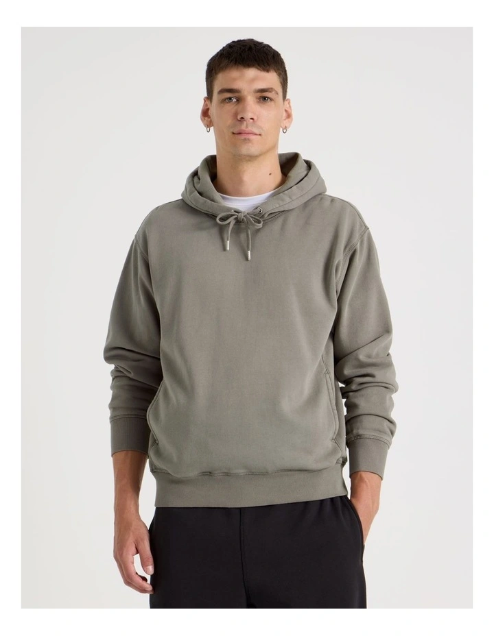 Garment Dyed Relaxed Hoodie in Stone image 1