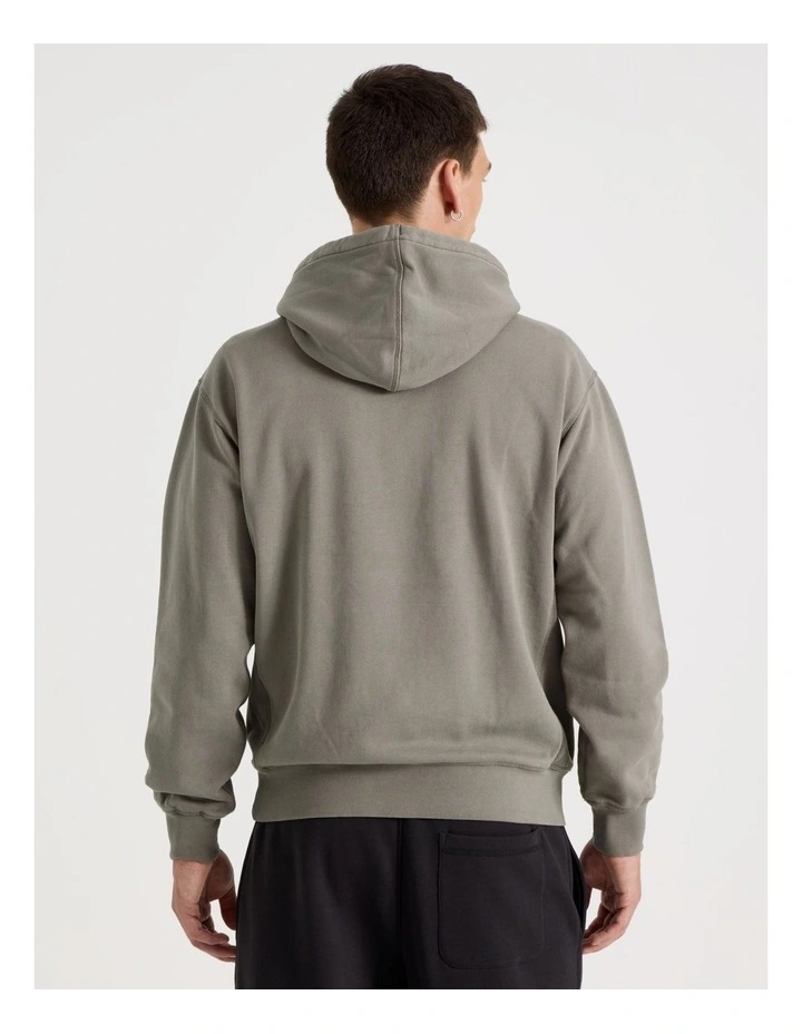 Garment Dyed Relaxed Hoodie in Stone image 5