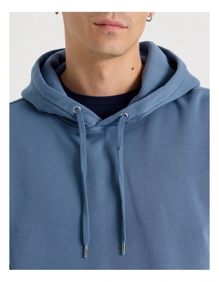Garment Dyed Relaxed Hoodie in Mid Blues image 3