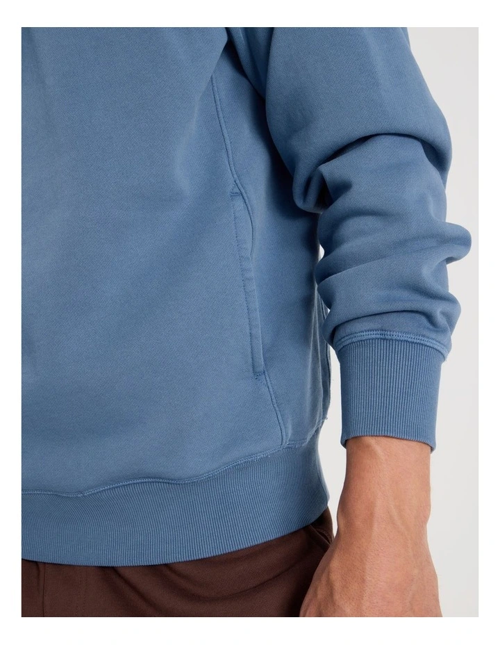 Garment Dyed Relaxed Hoodie in Mid Blues image 4
