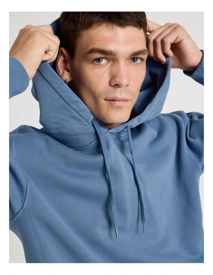 Garment Dyed Relaxed Hoodie in Mid Blues image 5