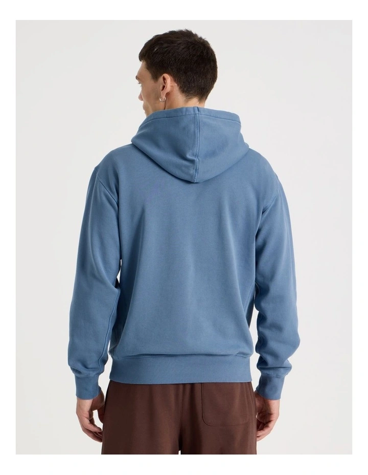 Garment Dyed Relaxed Hoodie in Mid Blues image 6