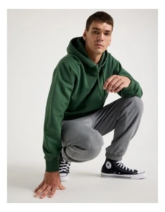 Garment Dyed Relaxed Hoodie in Dark Green