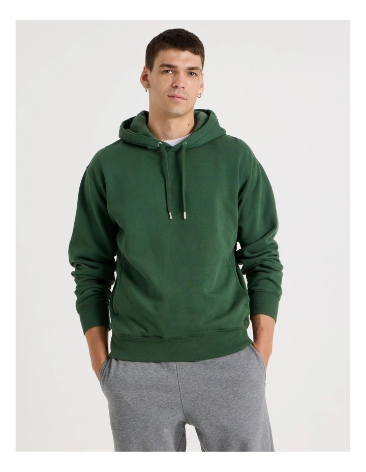 Garment Dyed Relaxed Hoodie in Dark Green image 2