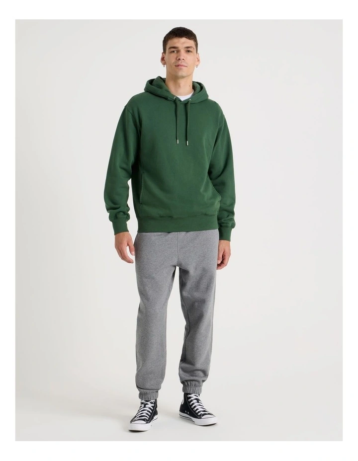 Garment Dyed Relaxed Hoodie in Dark Green image 3
