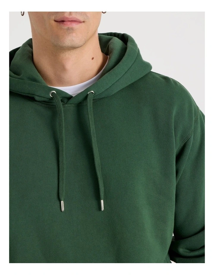 Garment Dyed Relaxed Hoodie in Dark Green image 4