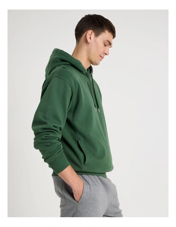 Garment Dyed Relaxed Hoodie in Dark Green image 5