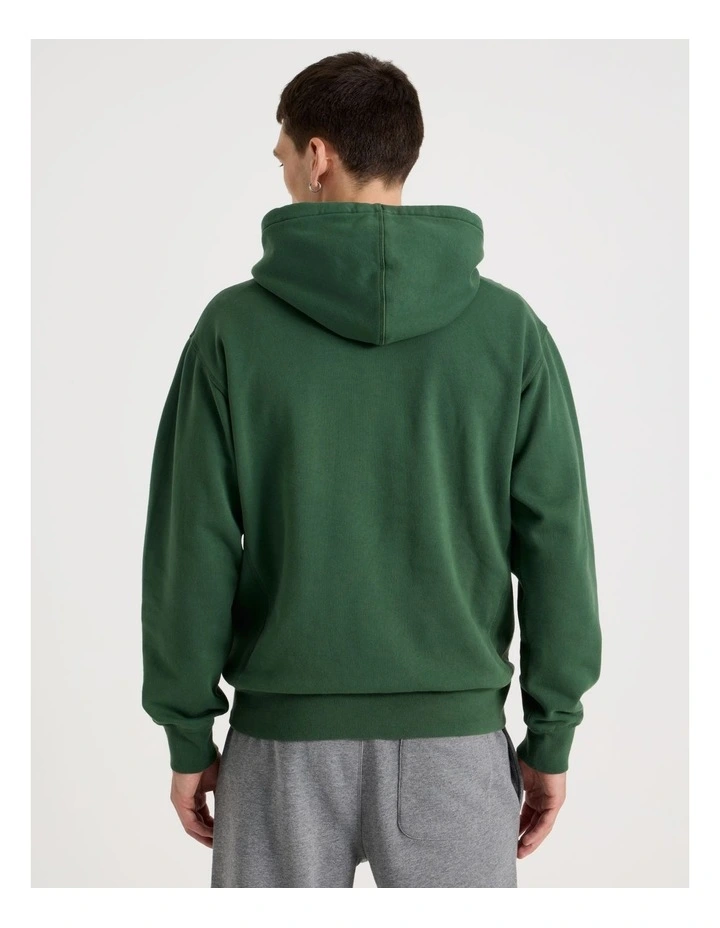 Garment Dyed Relaxed Hoodie in Dark Green image 6