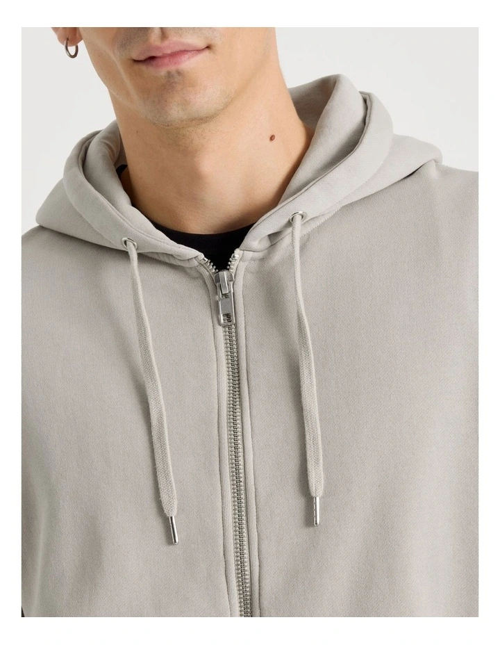 Garment Dyed Relaxed Zip Thru Hoodie in Bone image 5