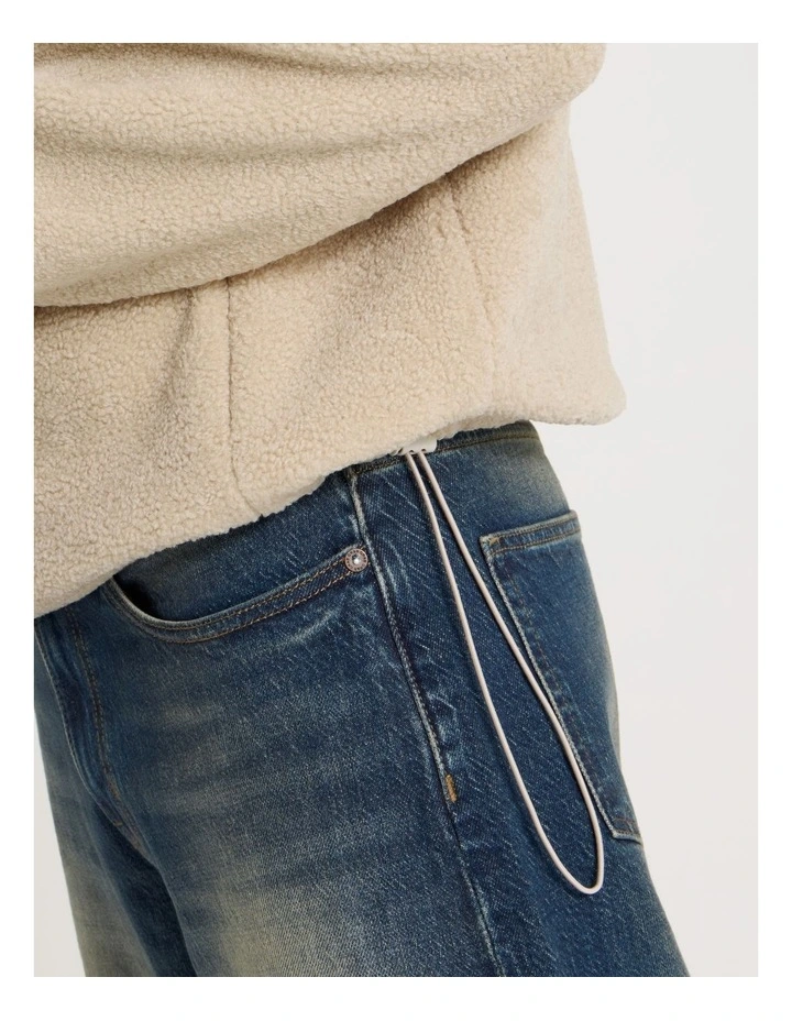 1/4 Zip Sherpa Sweat Top in Stone image 5