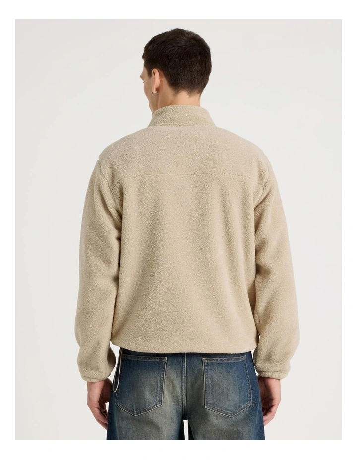 1/4 Zip Sherpa Sweat Top in Stone image 6