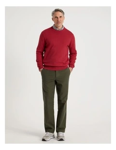 Brushed Elasticated Waist Pant in Khaki