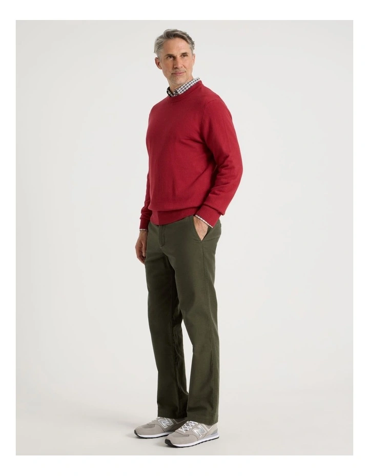 Brushed Elasticated Waist Pant in Khaki image 3