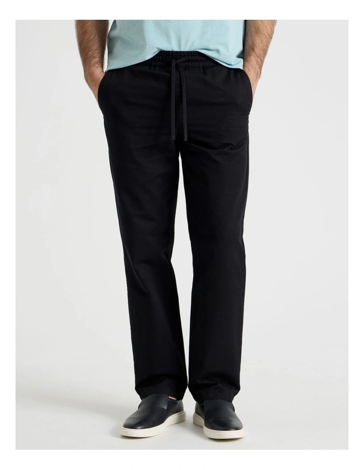 Cotton Pull On Pant in Black image 2