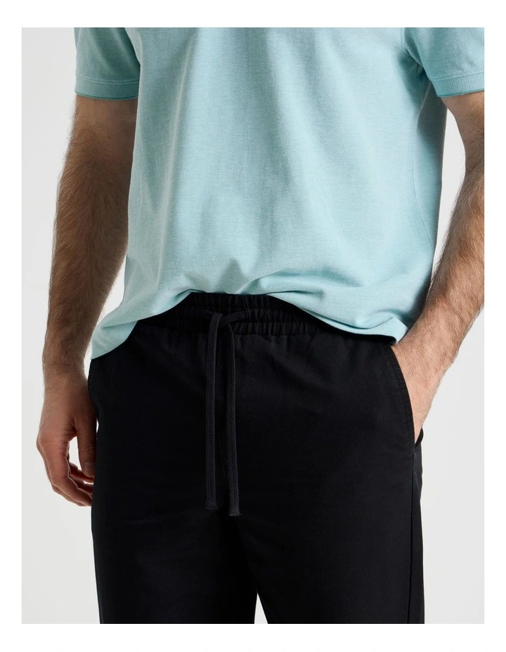 Cotton Pull On Pant in Black image 4