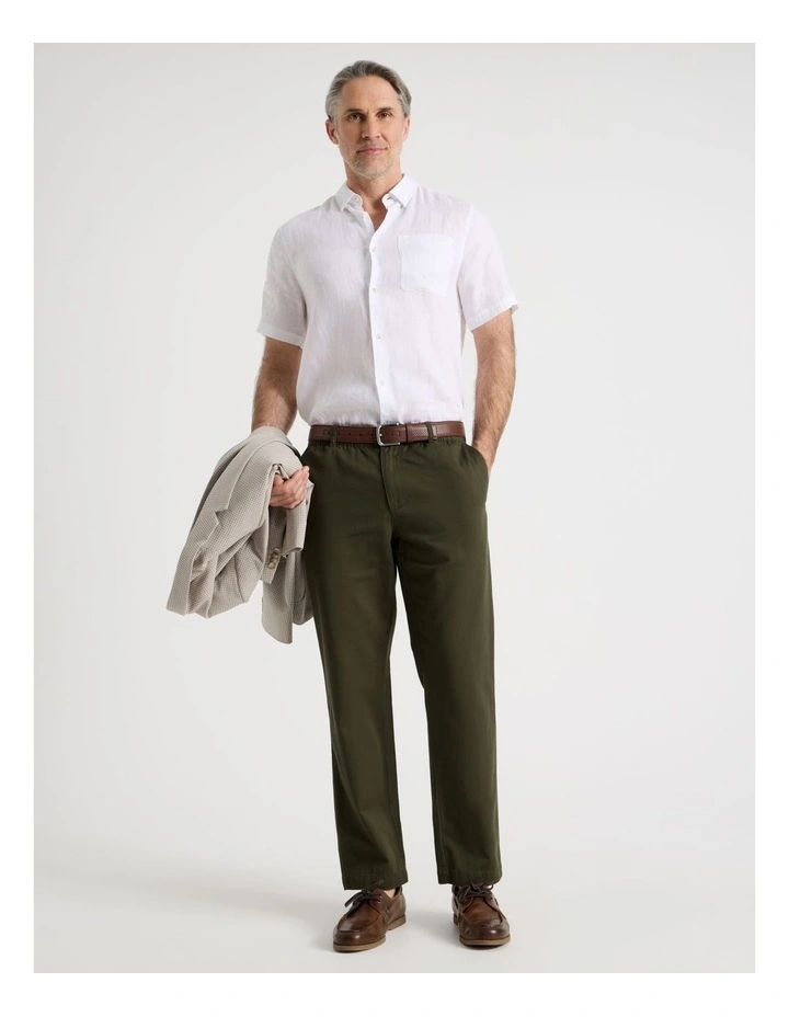 Cotton Linen Pant in Khaki image 1