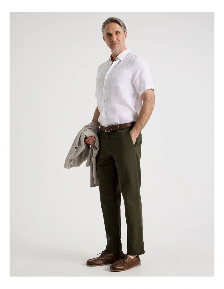 Cotton Linen Pant in Khaki image 3