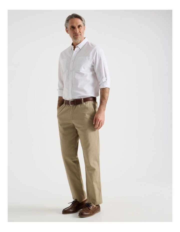 Cotton Linen Pant in Taupe image 1