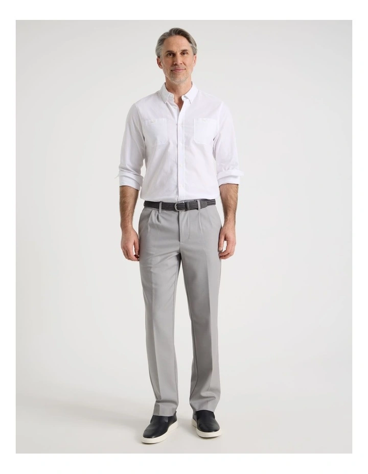 Pleat Front Comfort Tailored Pant in Grey image 1