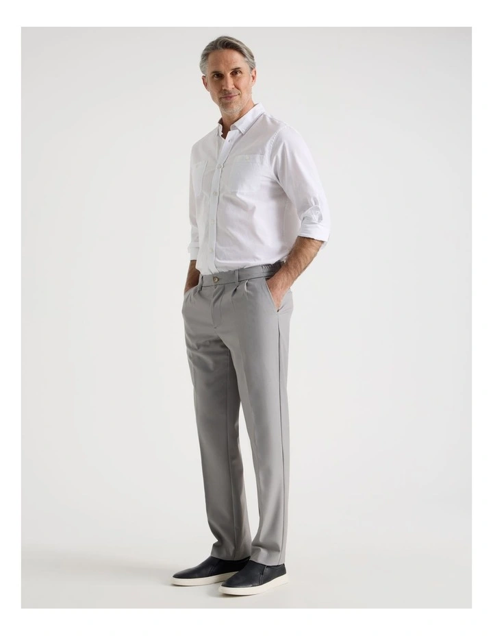 Pleat Front Comfort Tailored Pant in Grey image 3
