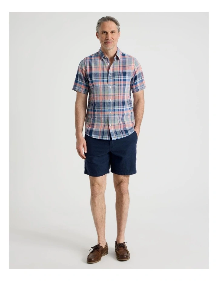 Cotton Linen Short in Navy image 1