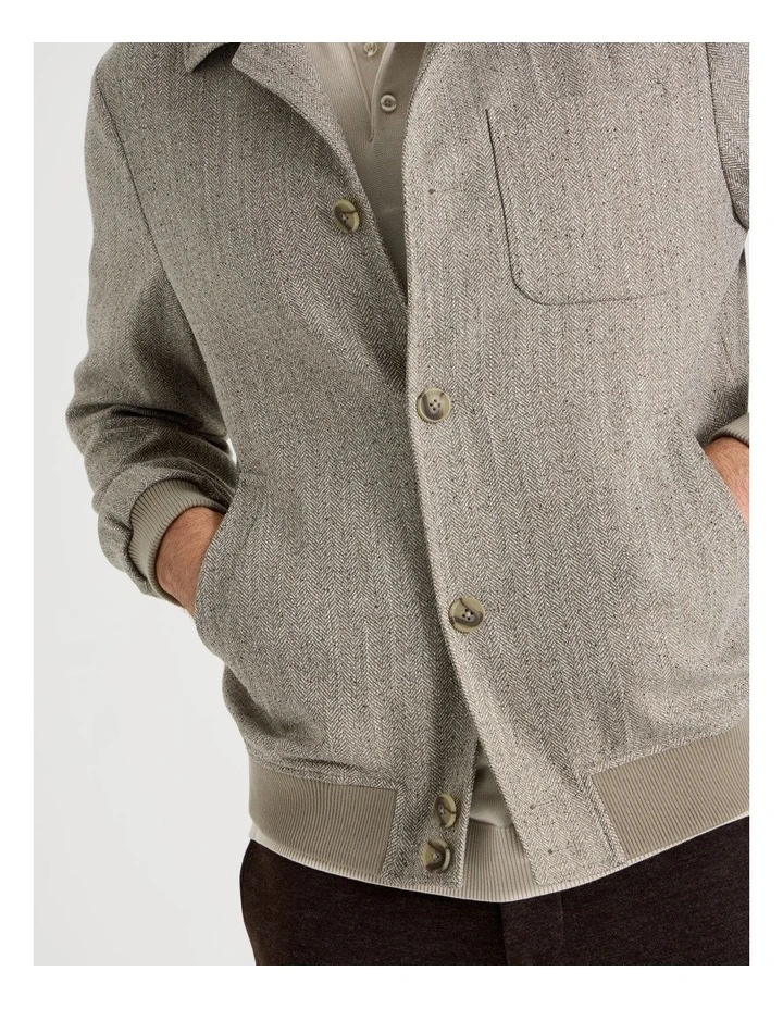 Herringbone Bomber Jacket in Bone image 2