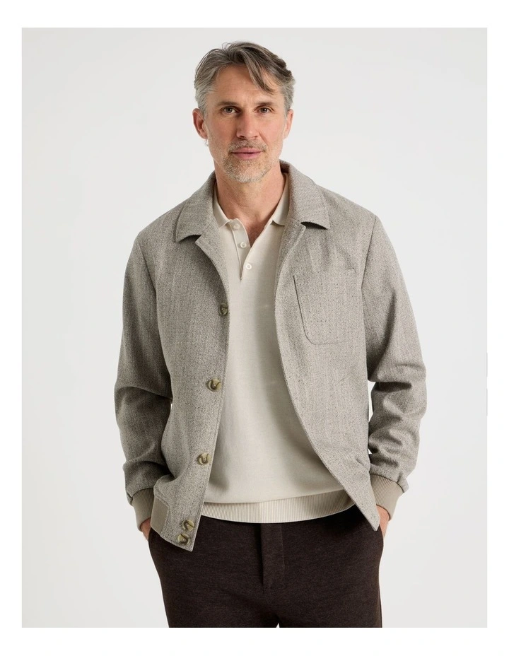 Herringbone Bomber Jacket in Bone image 3