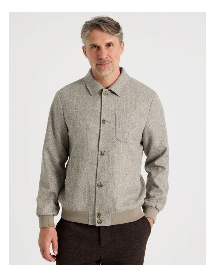 Herringbone Bomber Jacket in Bone image 5