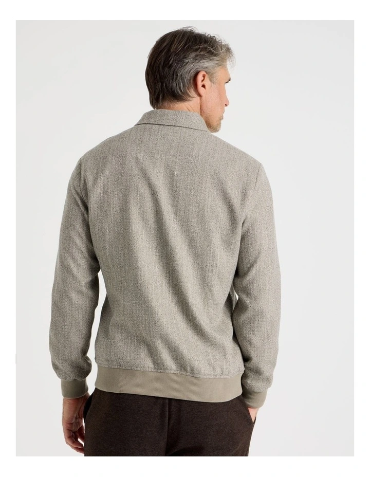 Herringbone Bomber Jacket in Bone image 6