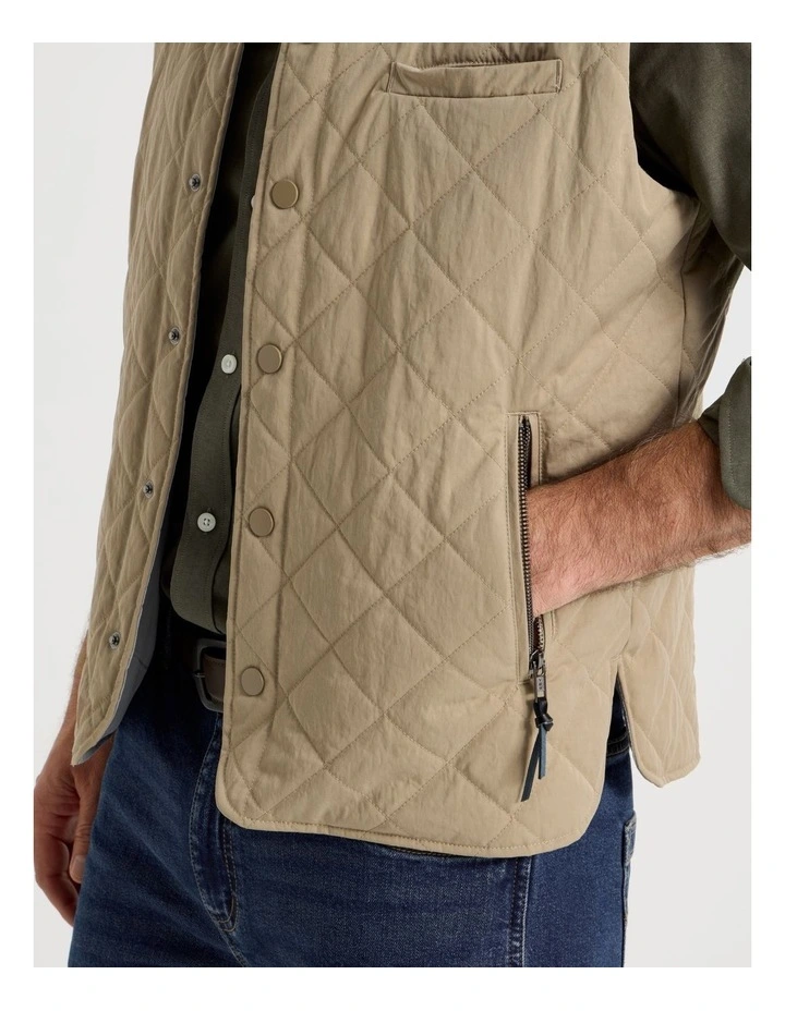 Quilted Gilet in Taupe image 5
