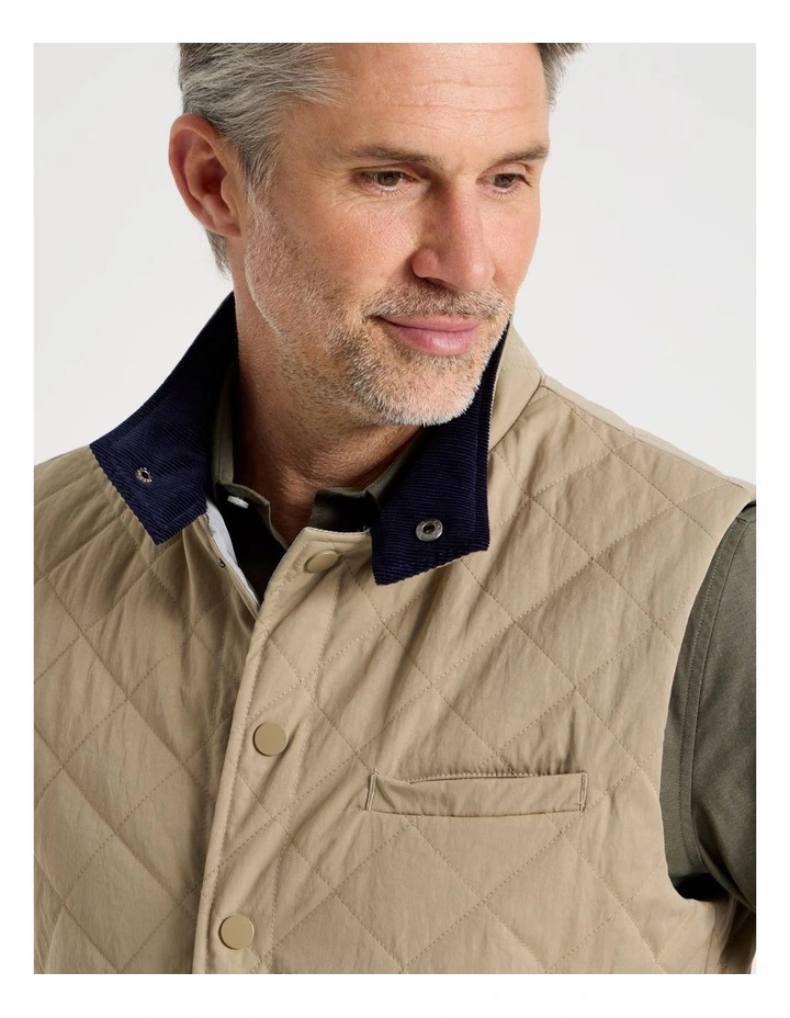 Quilted Gilet in Taupe image 7