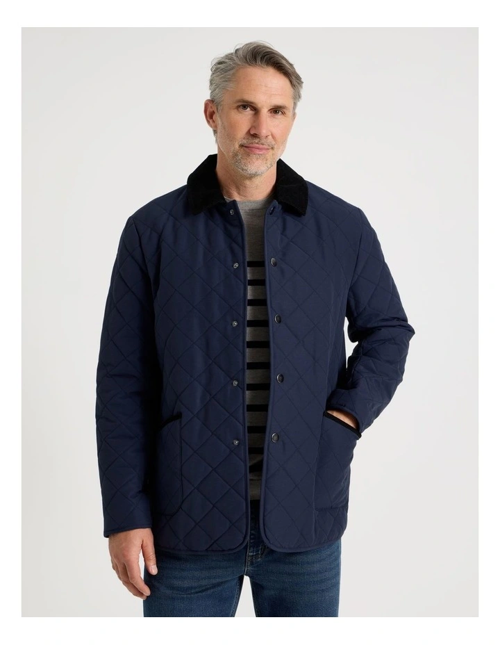 Quilted Jacket in Navy image 3