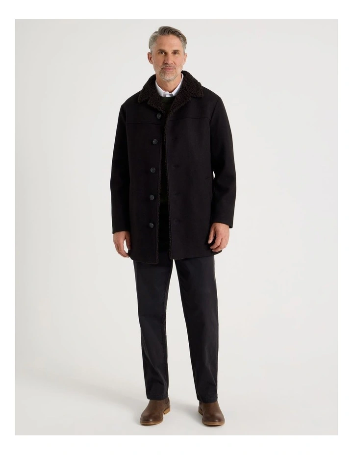 Sherling Collar Coat in Black image 1