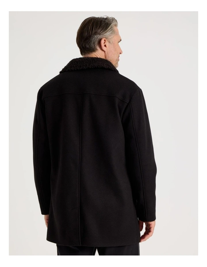 Sherling Collar Coat in Black image 6