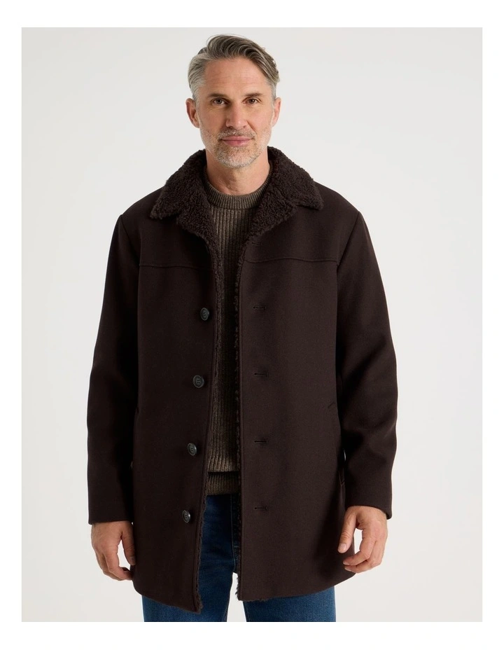 Sherling Collar Coat in Brown image 1
